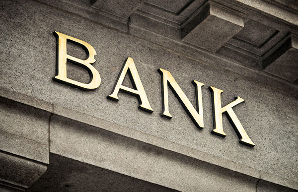 Bank sign on wall